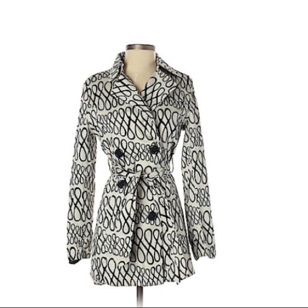 Vertigo Paris geometric print belted trench coat